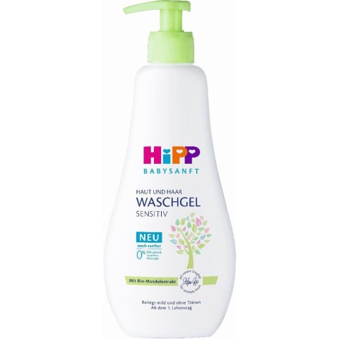 HiPP Delikatny Żel do Mycia Ciała i Włosów z Pompką, 400ml