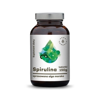 Spirulina 1500 mg, Sprasowana Alga Morska, Aura Herbals, 600 tabletek