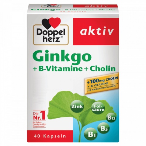 Suplement diety Ginkgo + Witaminy z grupy B + Cholina, Doppelherz, 40 kapsułek
