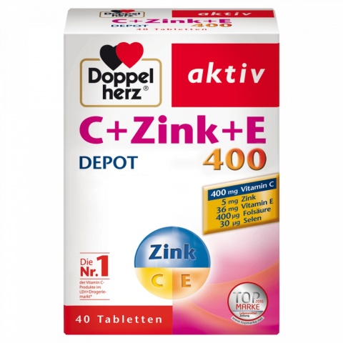 Witamina C + Cynk + E Complex, Suplement diety, Doppelherz, 40 tabletek