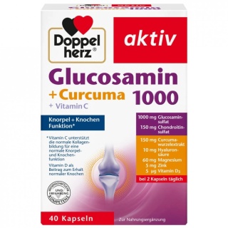 Glukozamina 1000 z Kurkumą i Witaminą C, Doppelherz, 40 kapsułek Data 02-2026