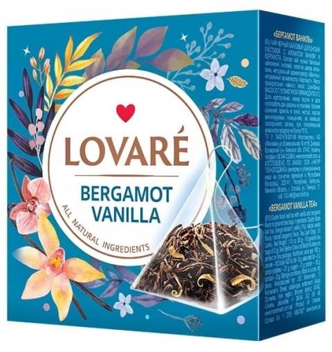 Mieszanka herbat z dodatkami „Bergamot Vanilla" Lovare, 15 piramidek po 2g
