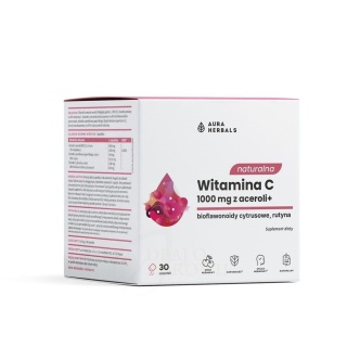 Naturalna witamina C 1000 mg z aceroli, Aura Herbals, 30 saszetek