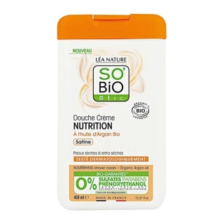 Odżywczy krem pod prysznic z olejem arganowym, do skóry suchej i bardzo suchej, SO'BiO étic, 450ml
