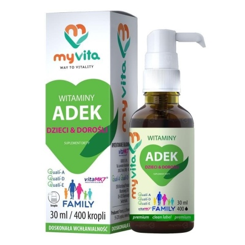 Witaminy w Kroplach ADEK Family (Dzieci&Dorośli), Myvita, 30ml